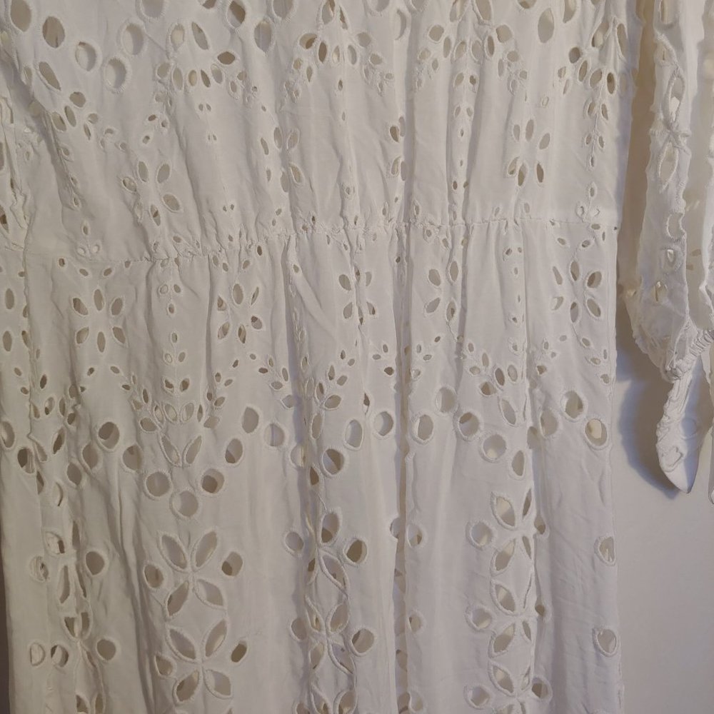 Lilly Pulitzer White Amrita Eyelet Midi Button Down Dress Size 10 - Picture 15 of 16